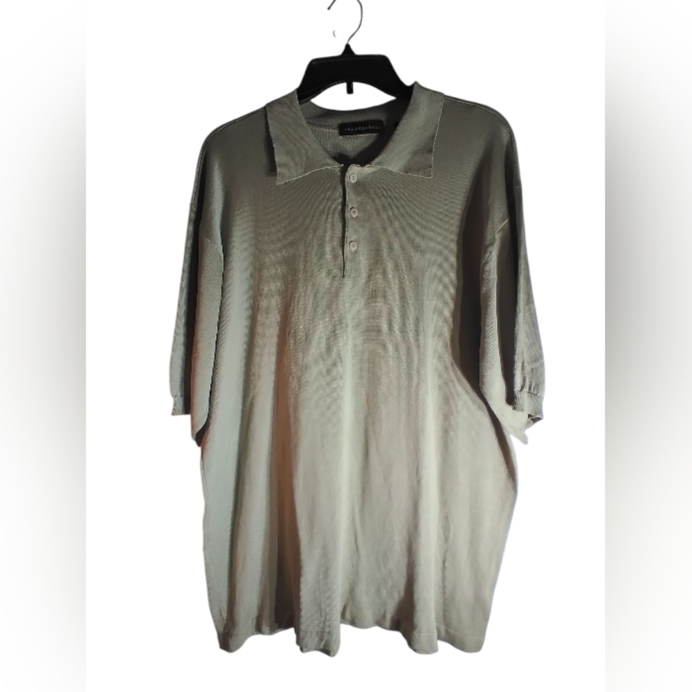Jhane Barnes Men's Beige Silk Shirt Size XL. Office Preppy Weekend Mimimalist